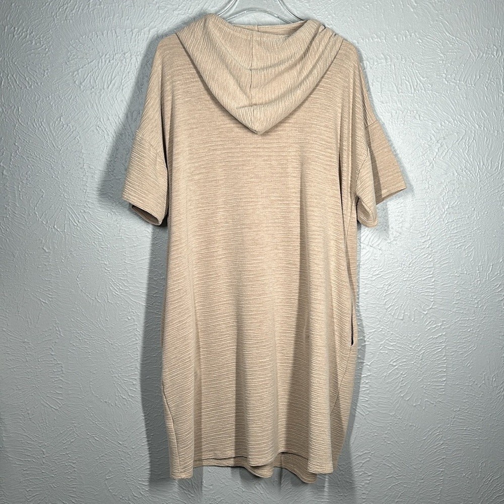 Hopely Light Brown Sand Short Sleeve Hooded Athleisure Dress Women's Siz… - Picture 12 of 12